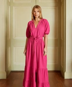 Seraphina THE TIERED BELTED DRESS | Raspberry WHAT'S HOT