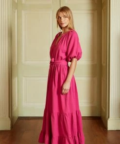 Seraphina THE TIERED BELTED DRESS | Raspberry WHAT'S HOT