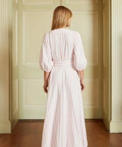 Seraphina THE BORDER WRAP DRESS | Pink & White Stripe