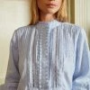 Seraphina THE LADDER LACE BLOUSE | Sea Blue Chambray
