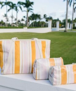 Neely & Chloe Ariel Okin X N&C Medium Coated Canvas Pouch Striped ACCESSORIES