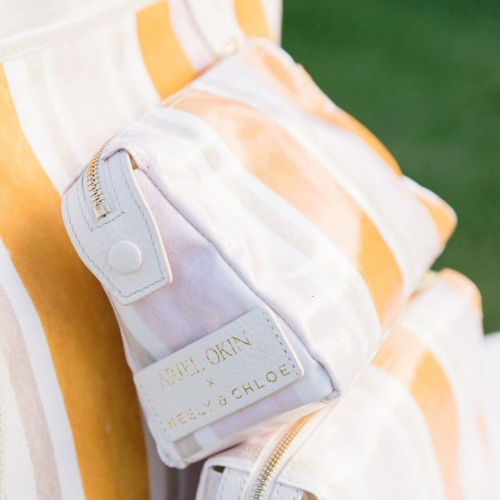 Neely & Chloe Ariel Okin X N&C Small Coated Canvas Pouch Striped ACCESSORIES 7 Neely & Chloe Ariel Okin X N&C Small Coated Canvas Pouch Striped ACCESSORIES