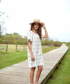 The Coast Brand Lahaina Dress - Light Pink/Blue Gray/Neon Yellow WHAT'S HOT