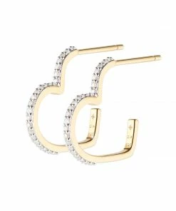 Sophie Lis Love Heart Diamond Hoops ACCESSORIES