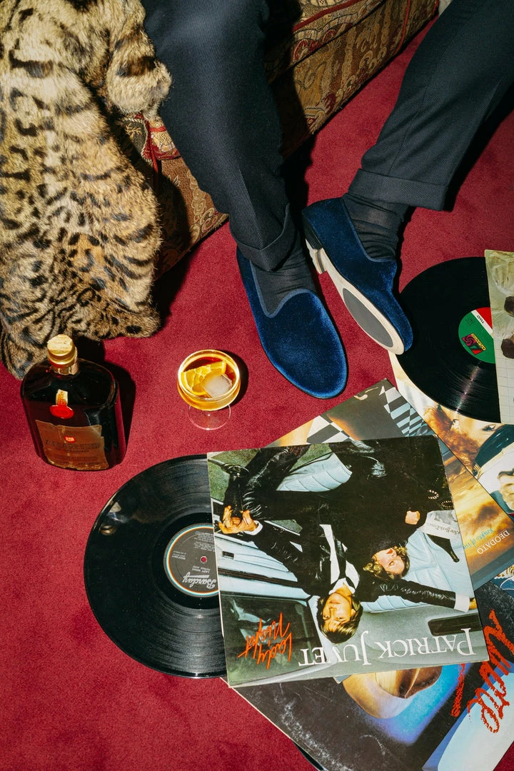 Del Toro WHAT'S HOT Men's Navy Velvet Slipper II 9 Del Toro WHAT'S HOT Men's Navy Velvet Slipper II