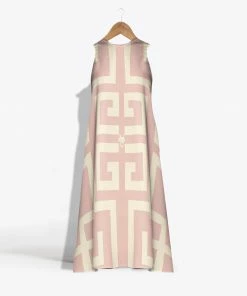 MME.Mink MME. Garden Dress' In Greek Key Rose Pink Mme. Mink