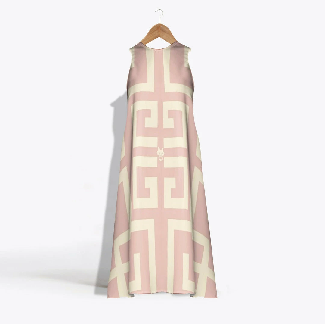 MME.Mink MME. Garden Dress' In Greek Key Rose Pink Mme. Mink 3 MME.Mink MME. Garden Dress' In Greek Key Rose Pink Mme. Mink