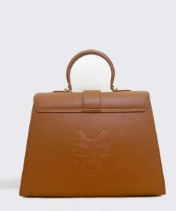 MME.Mink THE CARLTON TOTE In Basket Cognac