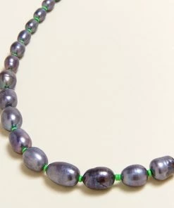 Mignonne Gavigan Maj Pearl Necklace Green Grey