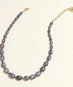 Mignonne Gavigan Maj Pearl Necklace Green Grey