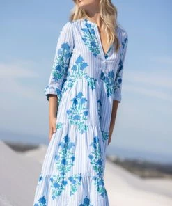 OLIPHANT Mandarin Maxi- Jaipur Blue Stripe