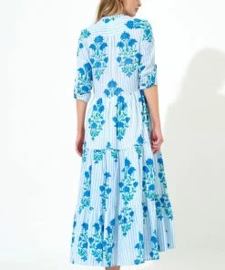 OLIPHANT Mandarin Maxi- Jaipur Blue Stripe