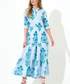 OLIPHANT Mandarin Maxi- Jaipur Blue Stripe