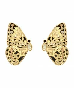 Mignonne Gavigan Gala Butterfly Stud Earrings Black Gold WHAT'S HOT