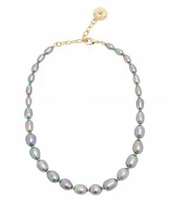 Mignonne Gavigan Maj Pearl Necklace Green Grey