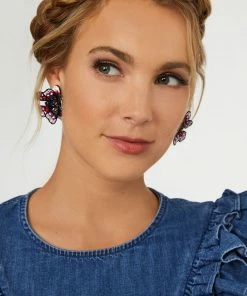 Mignonne Gavigan Butterfly Stud Earrings Pink Blue WHAT'S HOT