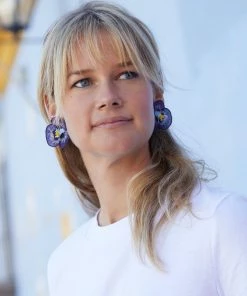 Mignonne Gavigan Pansy Stud Earrings Purple WHAT'S HOT