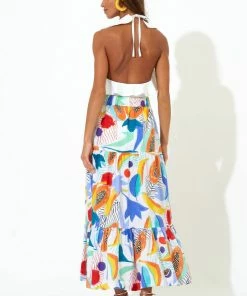 OLIPHANT Button Front Skirt- Papaya Yellow