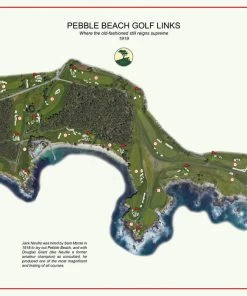 Vintage Golf Course Maps Pebble Beach Map Father's Day
