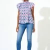 OLIPHANT Pintuck Ruffle Top- Iris Blue 1 OLIPHANT Pintuck Ruffle Top- Iris Blue