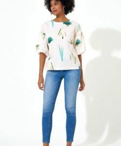 OLIPHANT Puff Blouse- Frond Green