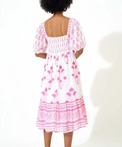OLIPHANT Puff Sleeve Midi- Jaipur Pink