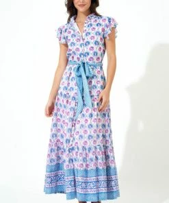 OLIPHANT Ruffle Collar Button Maxi- Iris Blue 9 OLIPHANT Ruffle Collar Button Maxi- Iris Blue
