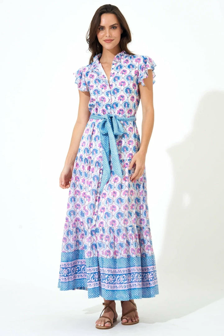 OLIPHANT Ruffle Collar Button Maxi- Iris Blue 6 OLIPHANT Ruffle Collar Button Maxi- Iris Blue