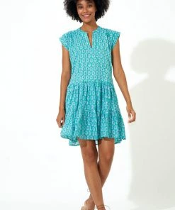 OLIPHANT Roll Sleeve Dress- Lisbon Green