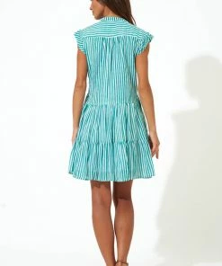 OLIPHANT Roll Sleeve Dress- Playa Green