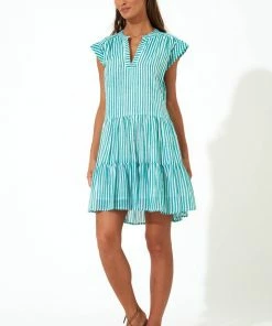 OLIPHANT Roll Sleeve Dress- Playa Green