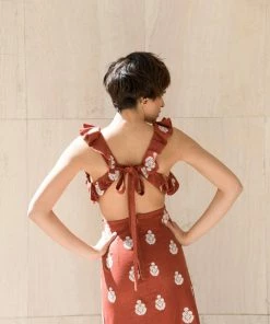 RosewaterHouse Malika Dress - Brick & White CLOTHING