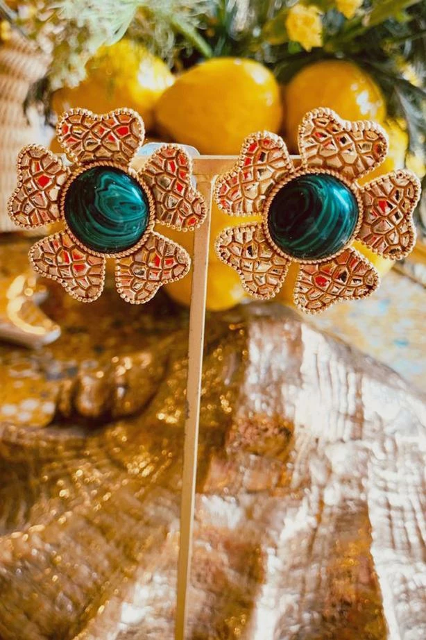 RosewaterHouse ACCESSORIES Sogol Earrings - Malachite 7 RosewaterHouse ACCESSORIES Sogol Earrings - Malachite