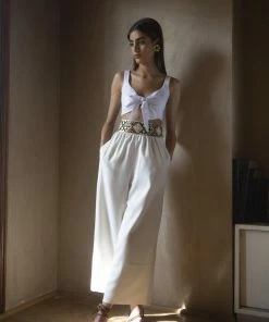 RosewaterHouse Raha Wide Leg Cropped Pants - White 5 RosewaterHouse Raha Wide Leg Cropped Pants - White