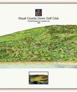 Vintage Golf Course Maps Royal County Down Map Father's Day