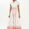 OLIPHANT Ruffle Collar Button Maxi- Leela Peach