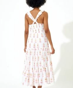 OLIPHANT Ruffle Cross Back Midi- Leela Peach