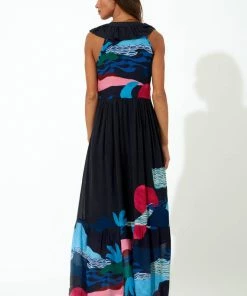 OLIPHANT Ruffle V-Neck Maxi- Pacifica Black 7 OLIPHANT Ruffle V-Neck Maxi- Pacifica Black