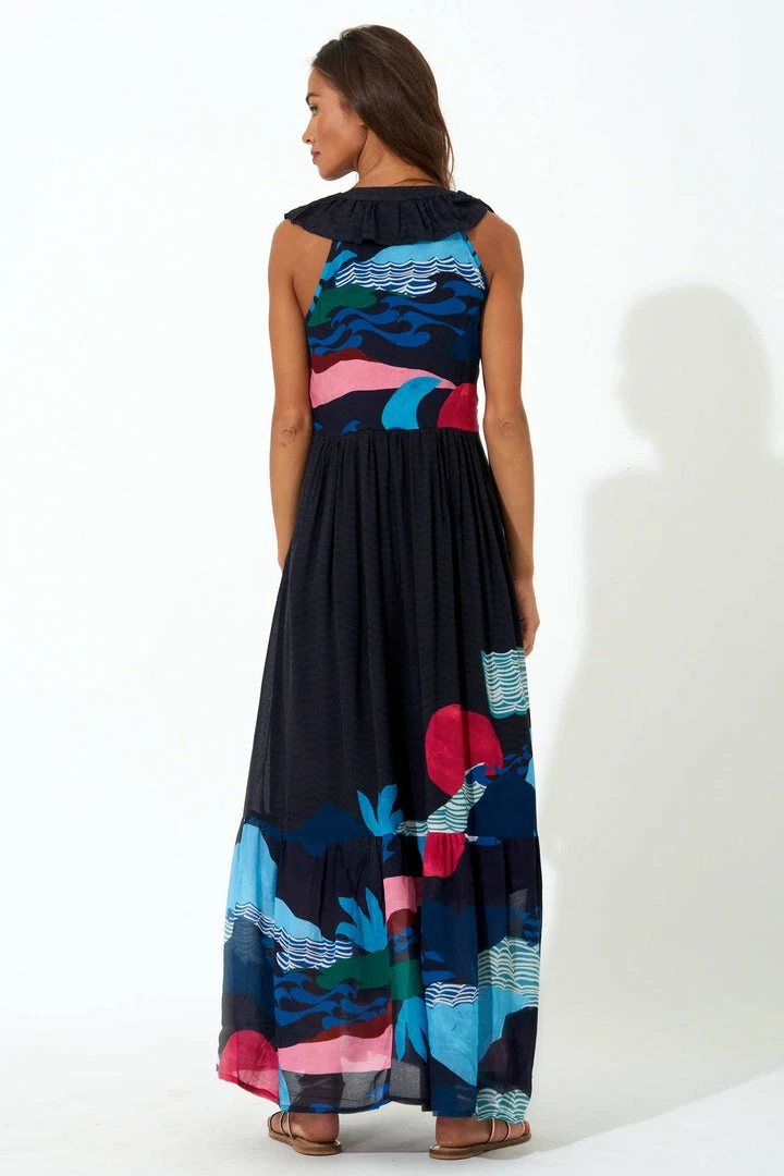 OLIPHANT Ruffle V-Neck Maxi- Pacifica Black 5 OLIPHANT Ruffle V-Neck Maxi- Pacifica Black