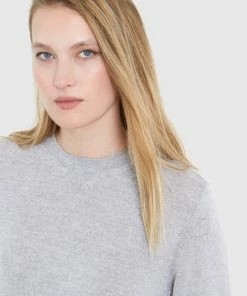 Santicler Tops Ellen Notched Neckband Merino Wool Sweater