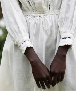 Seraphina CLOTHING THE LADDER LACE DRESS | Ecru Chambray