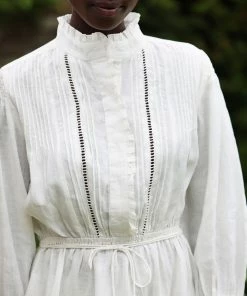 Seraphina CLOTHING THE LADDER LACE DRESS | Ecru Chambray