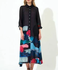 OLIPHANT Shirt Dress Midi- Pacifica Black