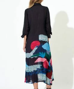 OLIPHANT Shirt Dress Midi- Pacifica Black