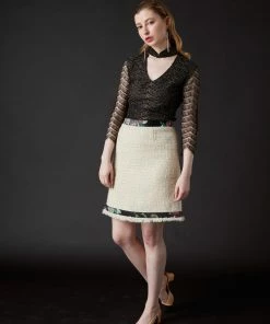 SKYLENCE WHAT'S HOT Chelsea Tang Tweed Skirt White