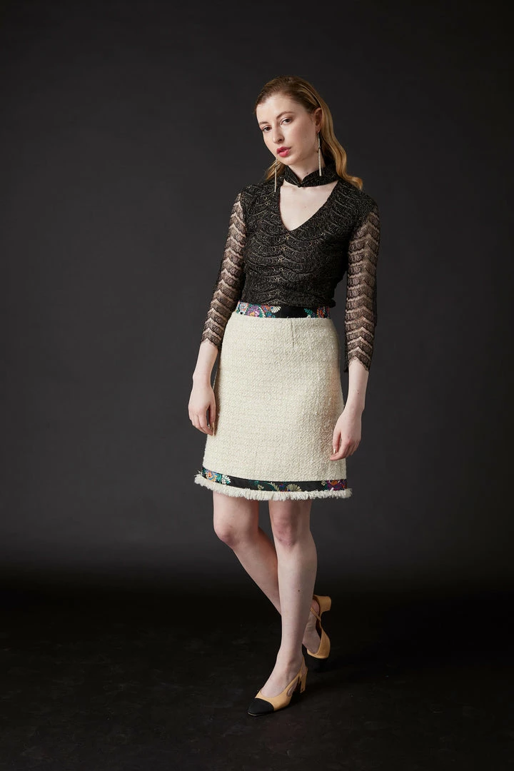 SKYLENCE WHAT'S HOT Chelsea Tang Tweed Skirt White 4 SKYLENCE WHAT'S HOT Chelsea Tang Tweed Skirt White
