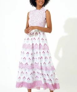 OLIPHANT Sleeveless Smocked Maxi- Indica Pink
