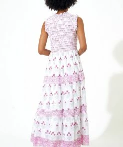 OLIPHANT Sleeveless Smocked Maxi- Indica Pink