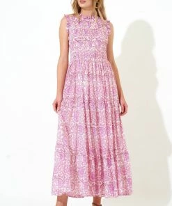 OLIPHANT Sleeveless Smocked Maxi- Malta Pink
