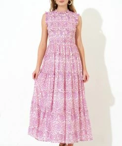 OLIPHANT Sleeveless Smocked Maxi- Malta Pink